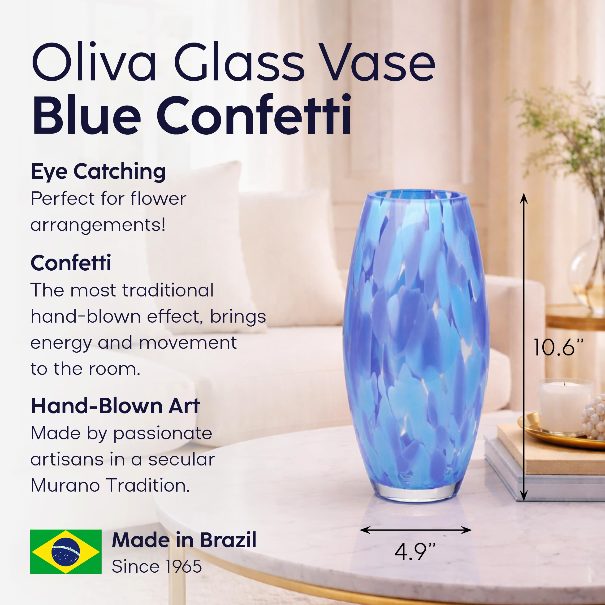Buy Ca D Oro Glass Vase Blue Confetti Hand Blown Murano-Style Art